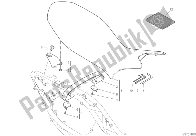 All parts for the Seat of the Ducati Hypermotard 950 Thailand 2020